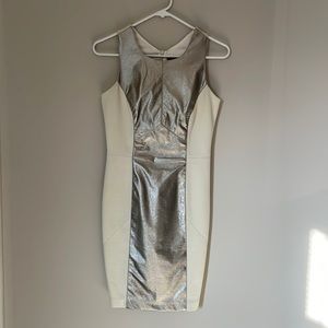 Single brand faux leather accent dress, size small